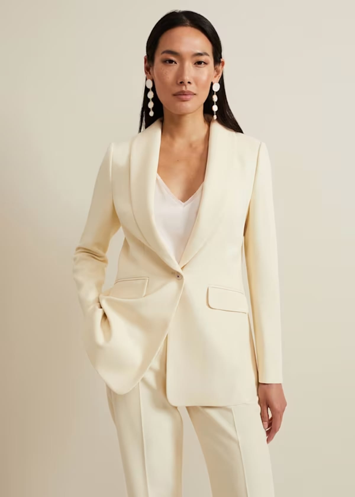Woman wearing Phase Eight Alexis Shawl Collar Suit Jacket