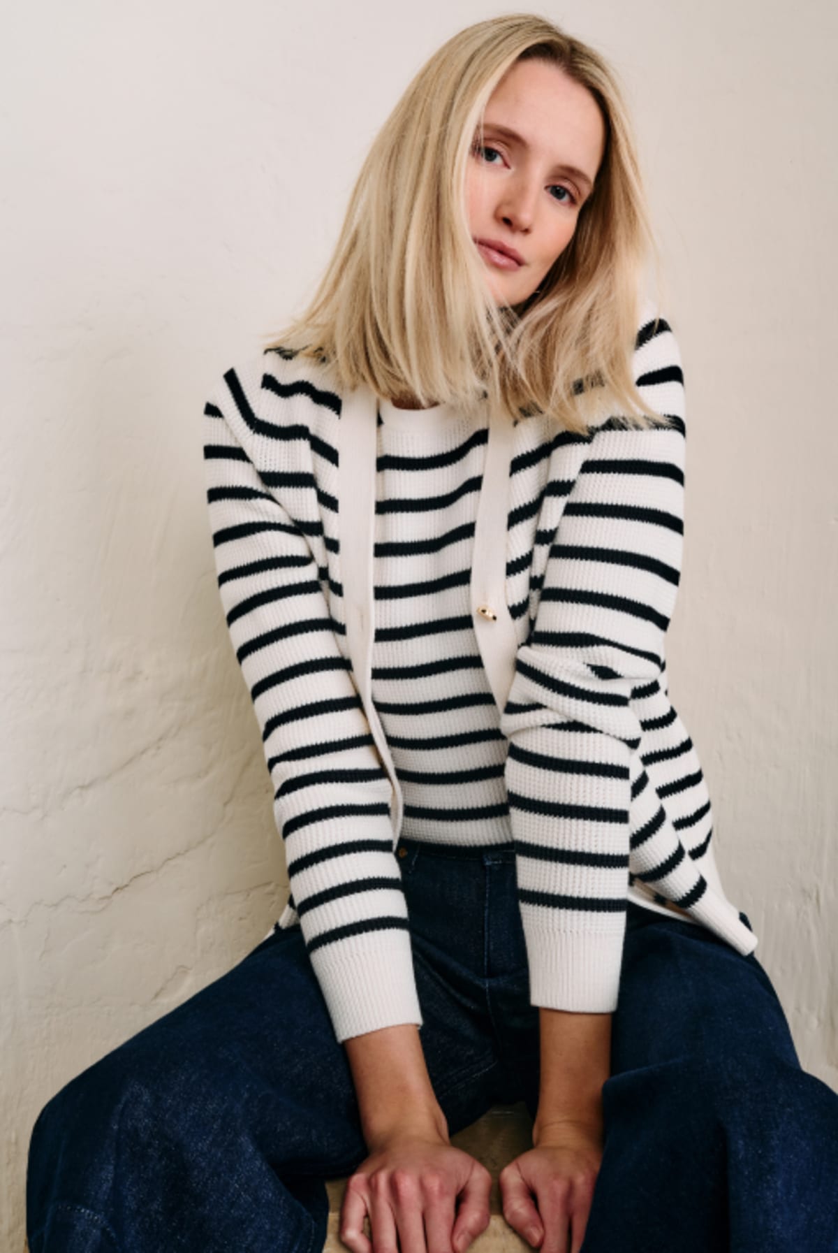 Woman wearing Phase Eight Striped Top and Jumper