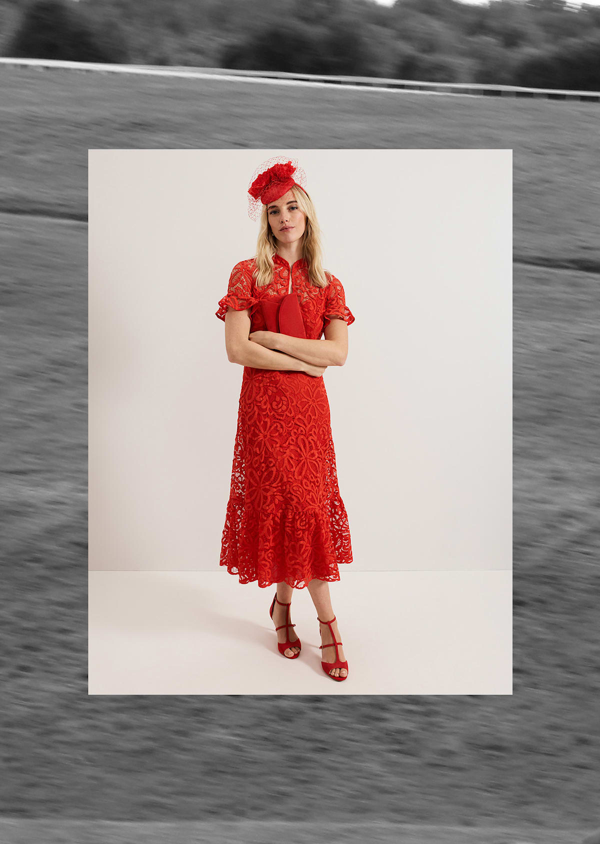Woman wearing Phase Eight event dress