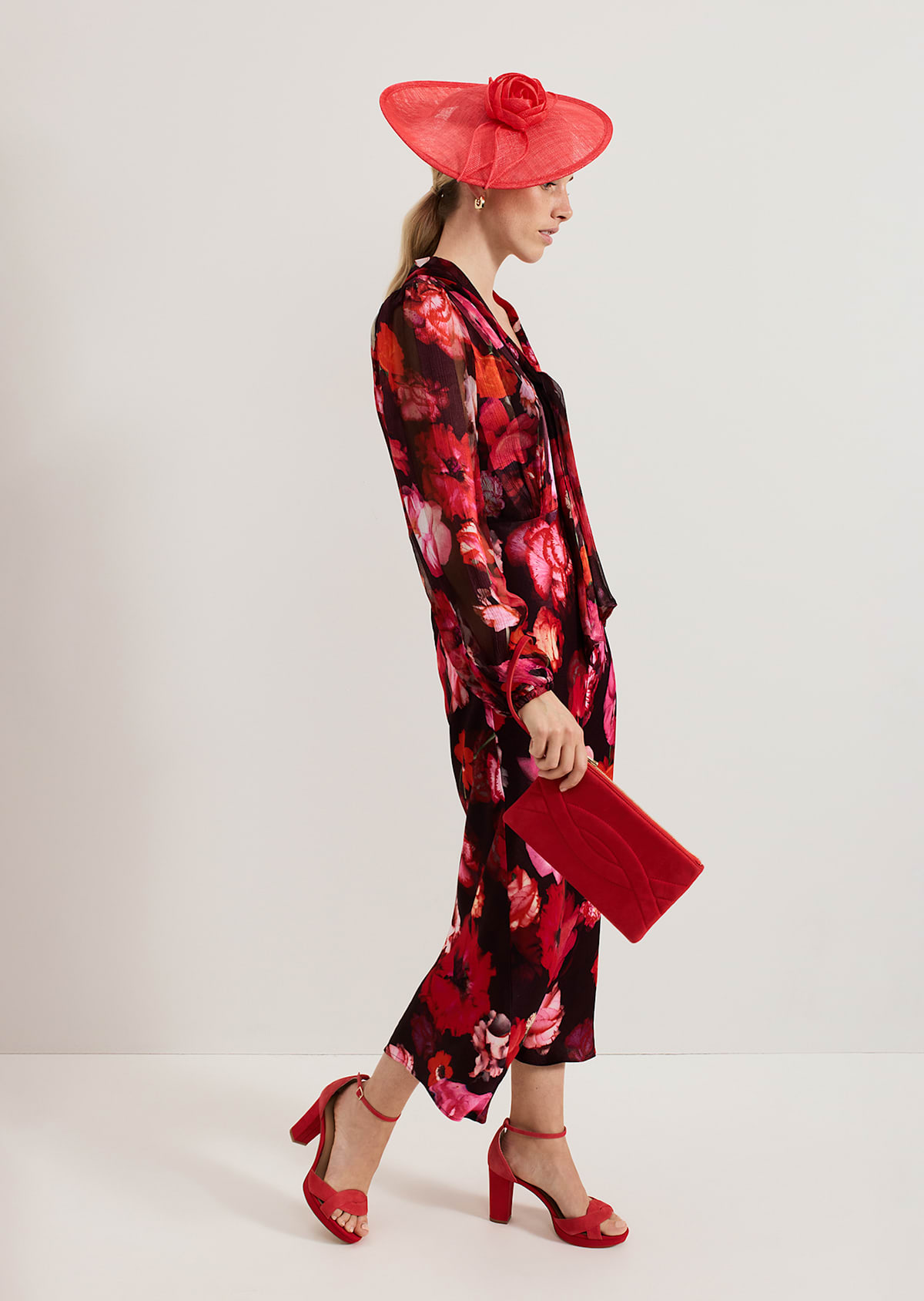 Woman wearing Phase Eight races outfit