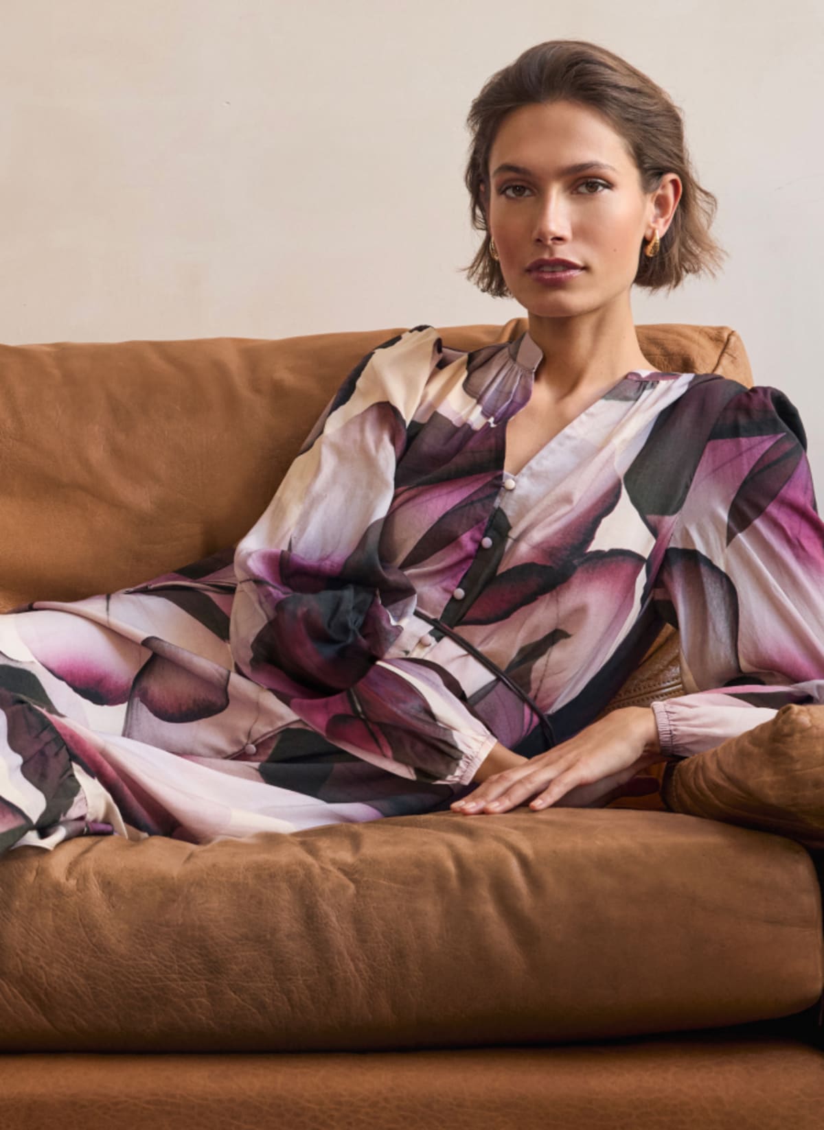Woman wearing Phase Eight shirt dress