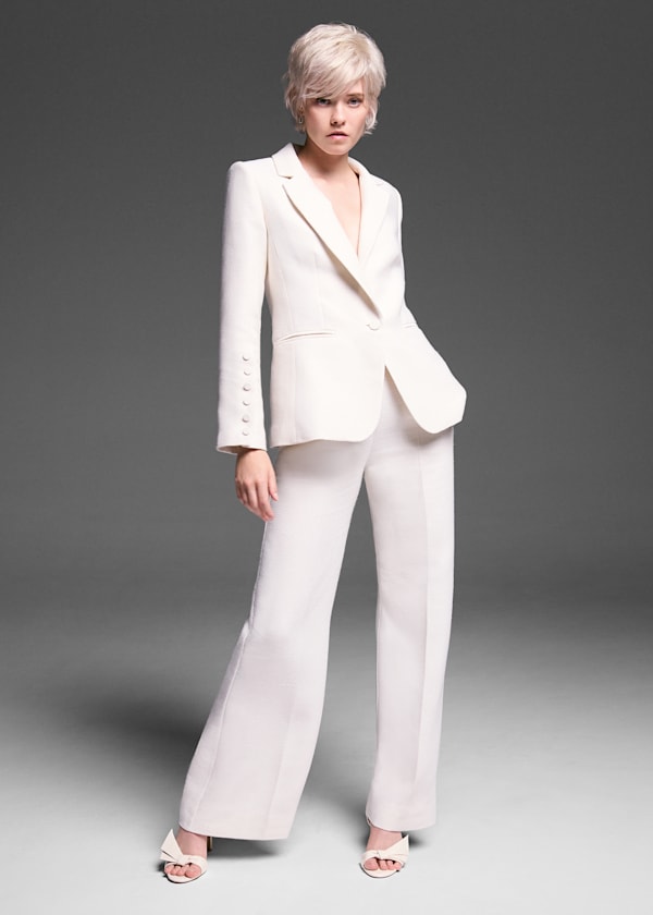 Bridgette Cream Textured Wide Leg Trousers