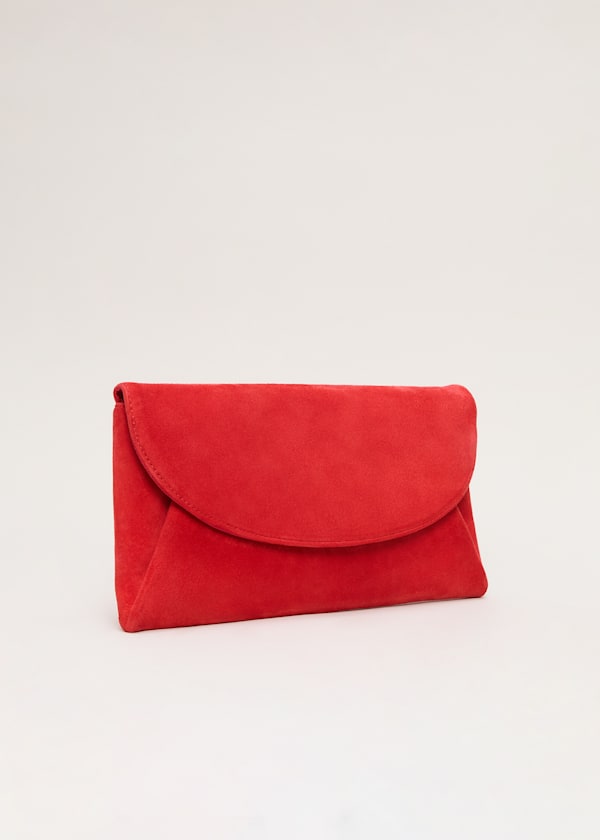 Red Suede Clutch Bag