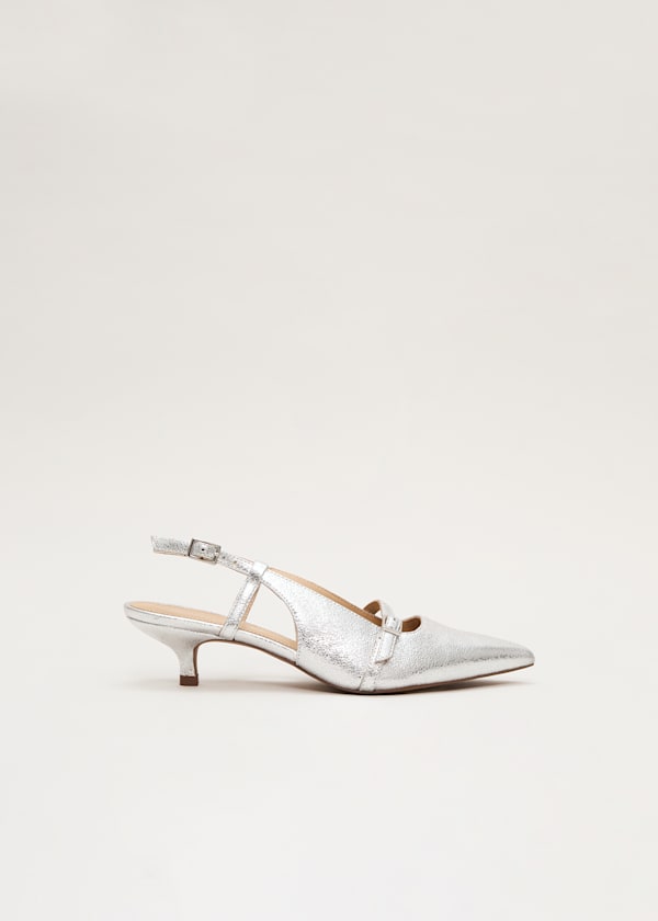 Silver Kitten Heel