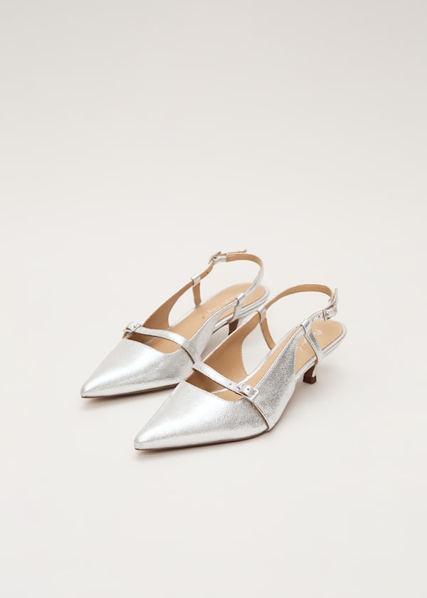 Silver Kitten Heel