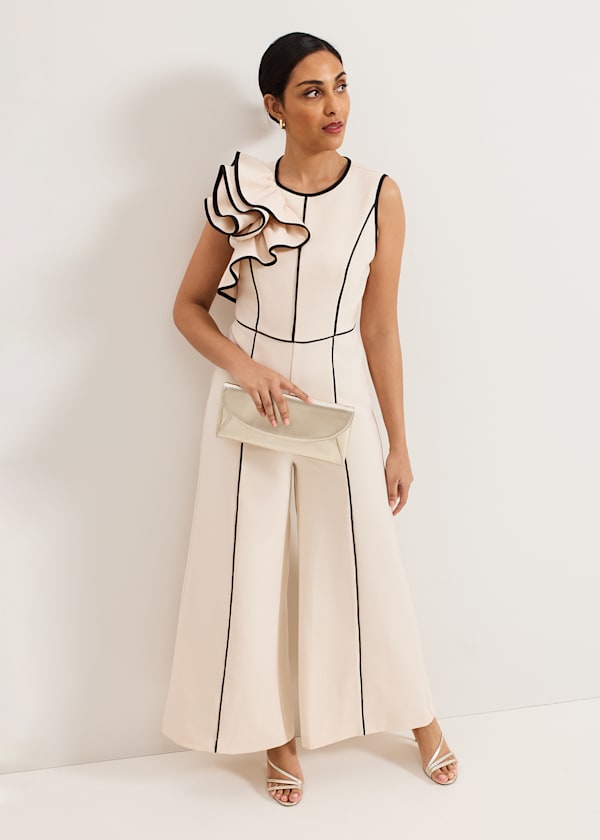 Petite Lucille Ruffle Wide Leg Jumpsuit