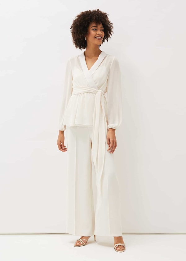 Aaliyah White Linen Wide Leg Trousers