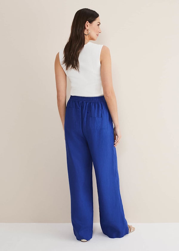 Lolita Blue Linen Wide Leg Trousers