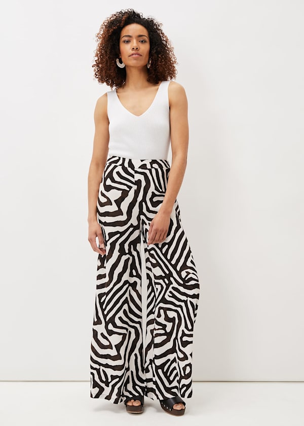 Isabelle Zebra Print Wide Leg Trouser