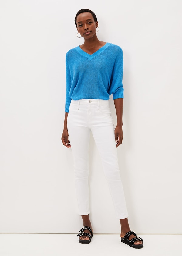 Hailee Topstitch Skinny Jeans Short