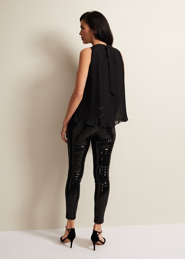 Ausha Black Sequin Leggings