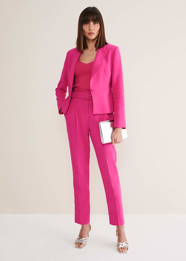 Light Pink Womens Suit 3 pc Pastel Pink Satin Pant Suit, High