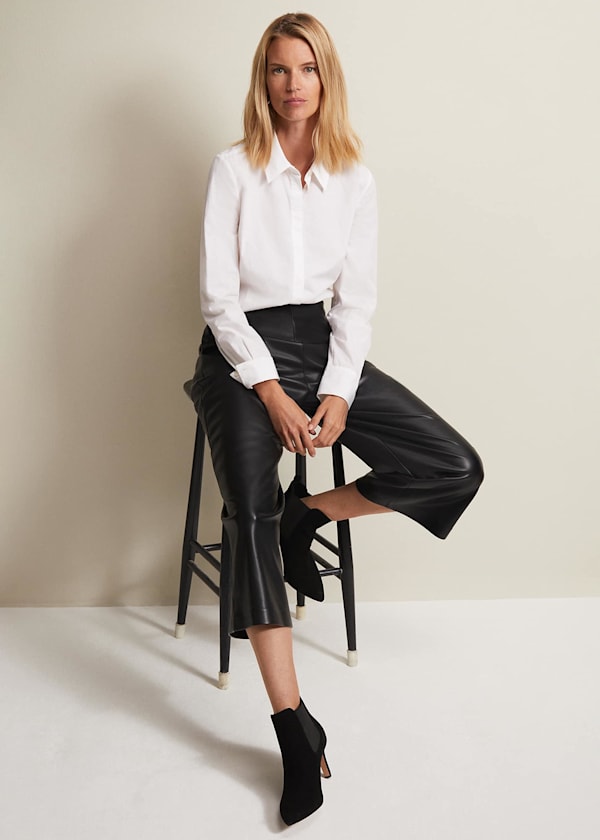 Emeline Black Faux Leather Culottes