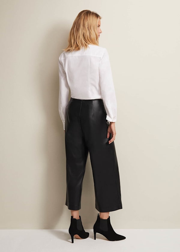 Emeline Black Faux Leather Culottes