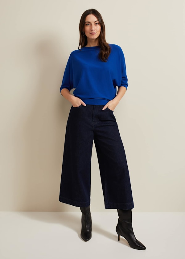 Leyla Dark Wash Denim Culotte