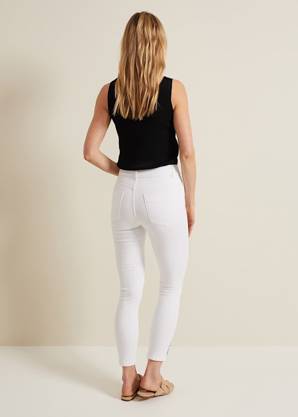 Joelle White Button Detail Skinny Jeans