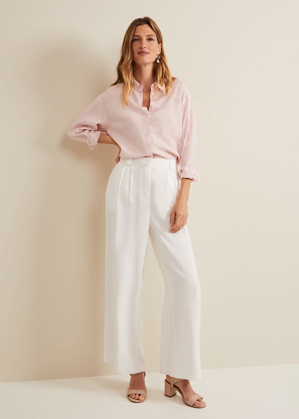 Tyla White Wide Leg Trouser