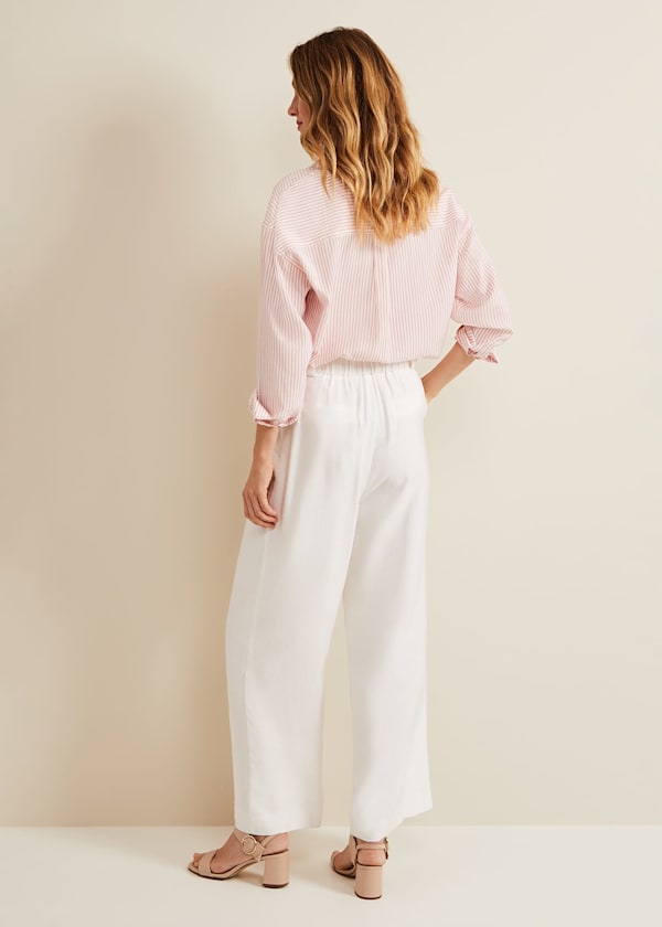Tyla White Wide Leg Trousers