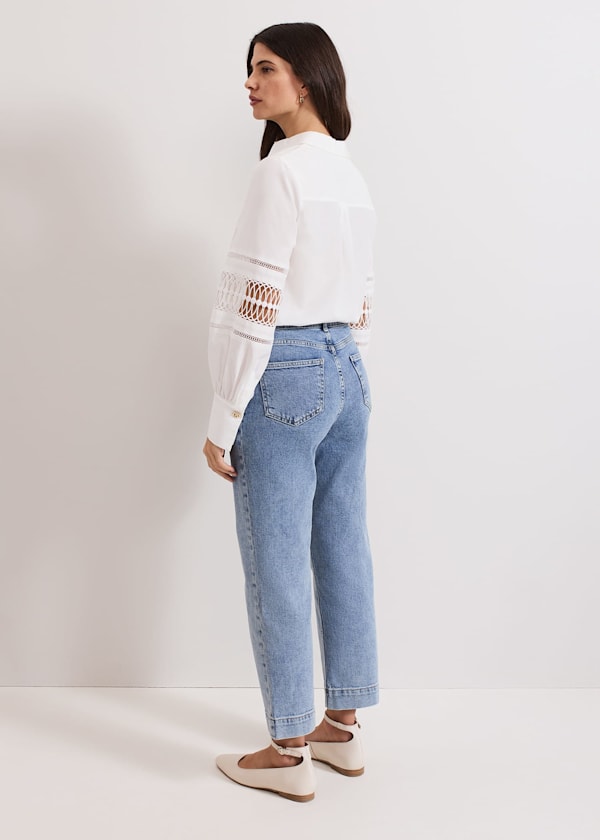 Lexi Mid Wash Crop Straight Jean