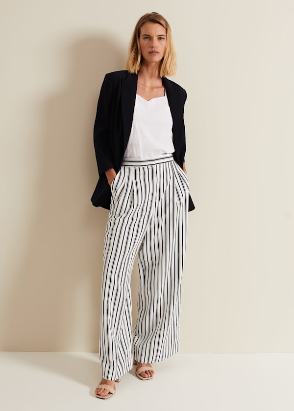 Selene Striped Wide Leg Suit Trousers