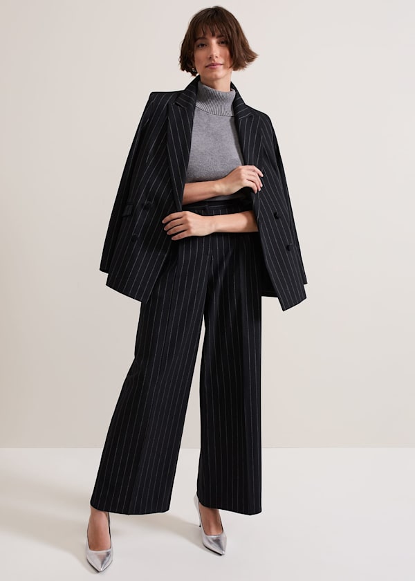 Pia Pinstripe Wide Leg Trousers
