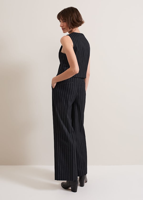 Pia Pinstripe Wide Leg Trousers