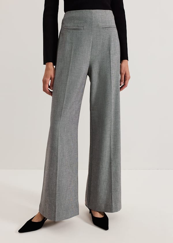 Dilly Pleat Detail Wide Leg Trouser