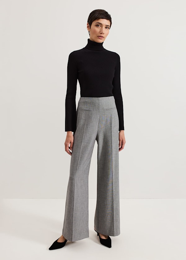 Dilly Pleat Detail Wide Leg Trouser