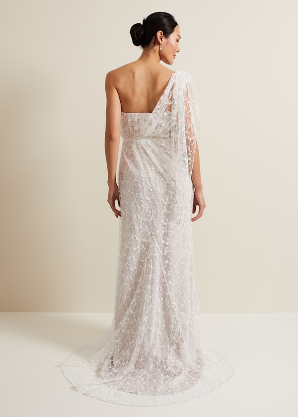 Anabel Lace One Shoulder Wedding Dress