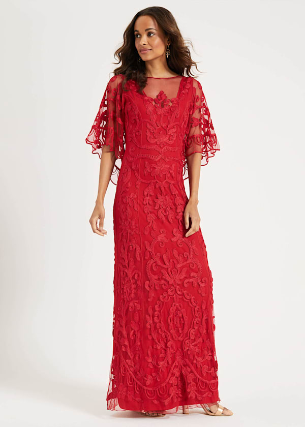 Aviana Tapework Lace Maxi Dress