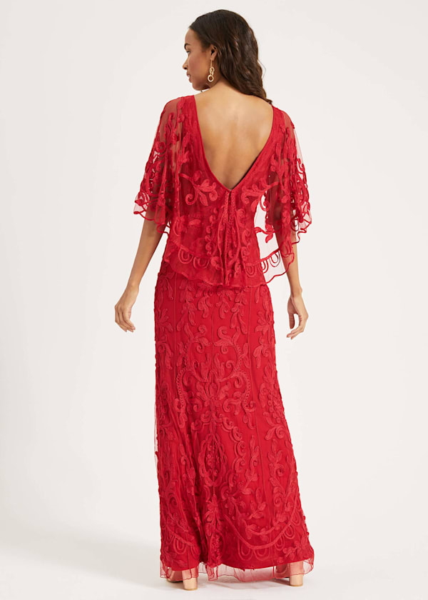 Aviana Tapework Lace Maxi Dress