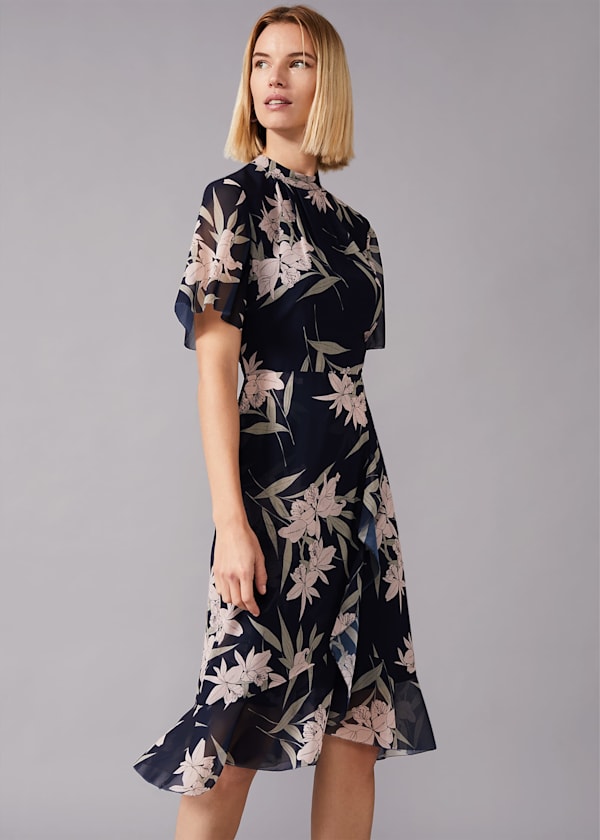 Gracen Palm Print Tea Dress