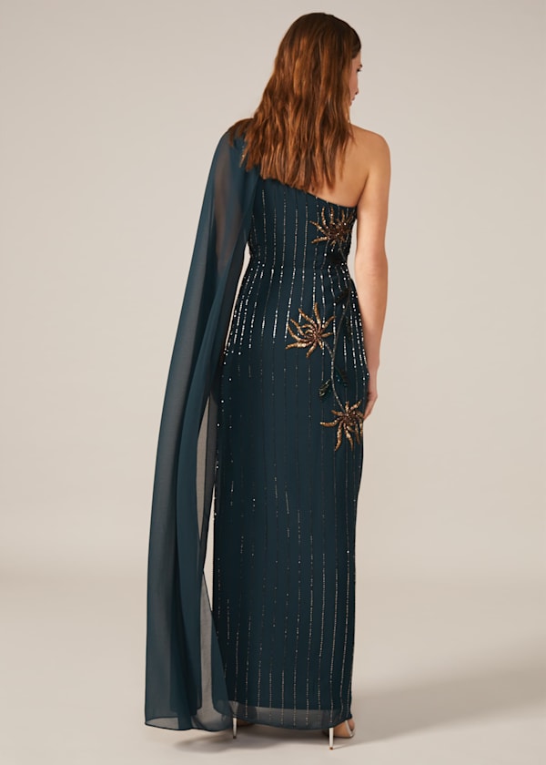 Kalina One Shoulder Cape Dress