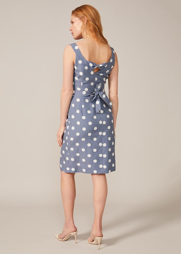 Amelia Linen-Blend Spot Dress