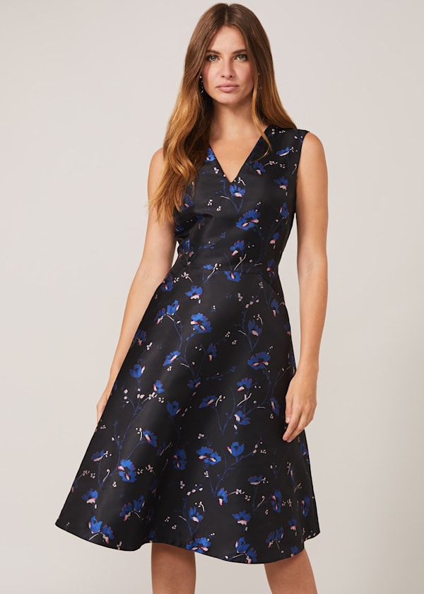 Ottilie Floral Jacquard Fit And Flare Dress