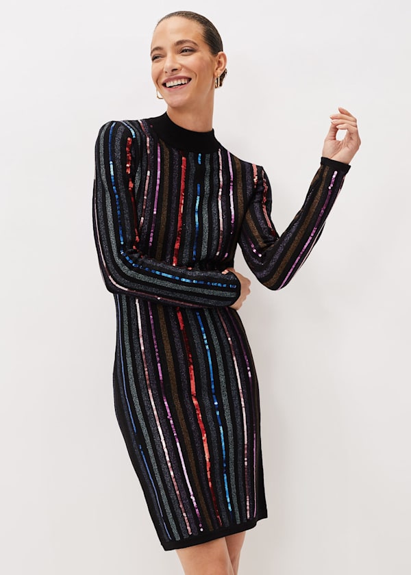 Rhonwen Sequin Stripe Dress