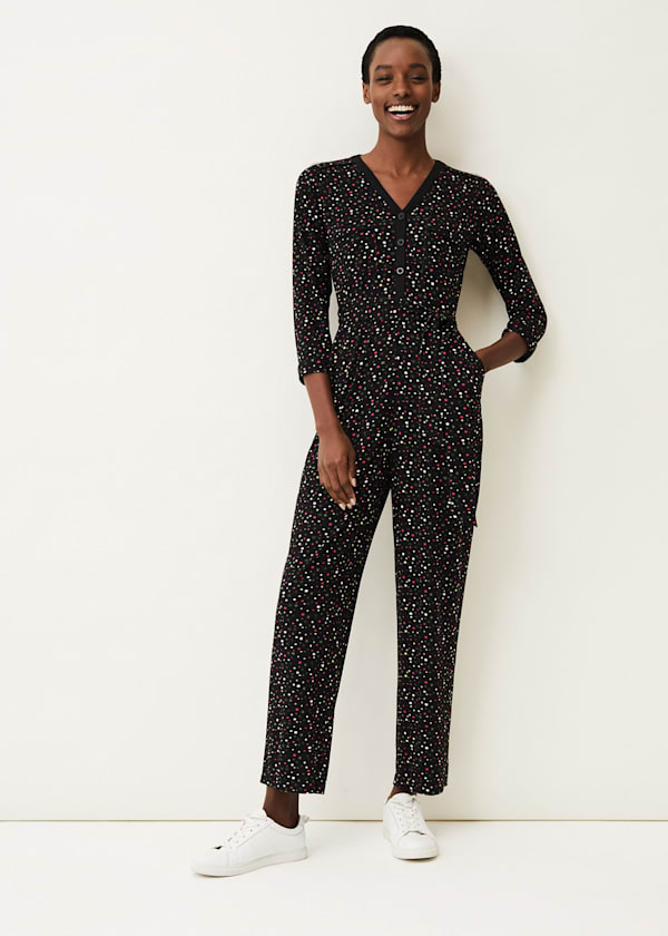 Anglia Ditsy Print Jersey Jumpsuit