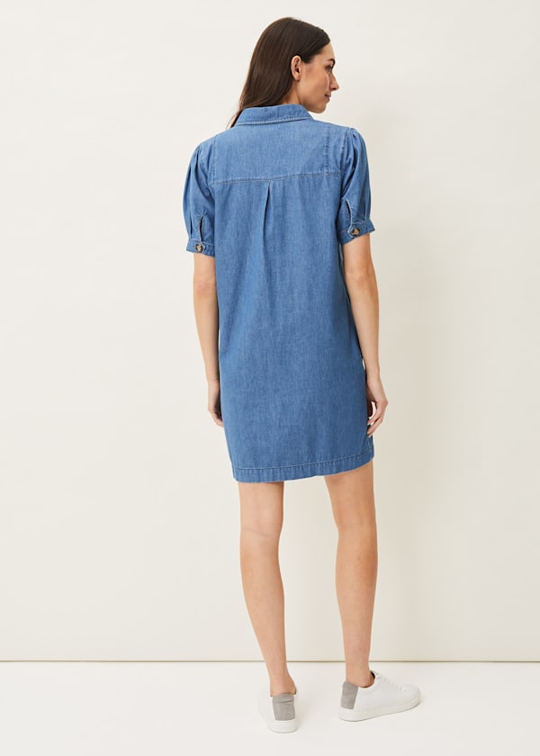 Kiah Puff Sleeve Denim Dress