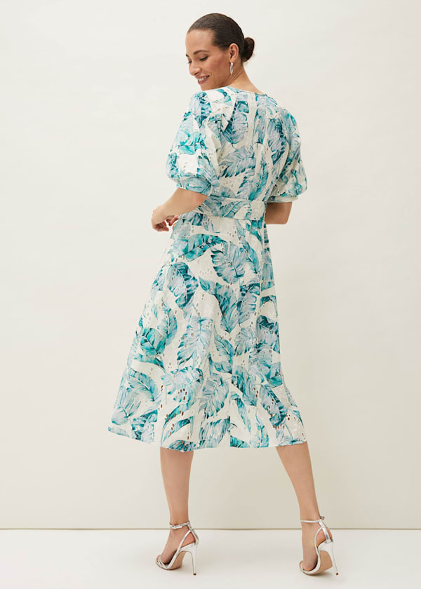 Palms Broderie Anglaise Printed Cotton Dress