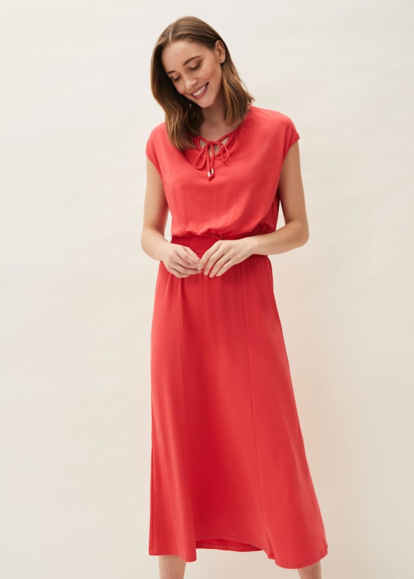 Kiera Jersey Shirred Waist Midi Dress