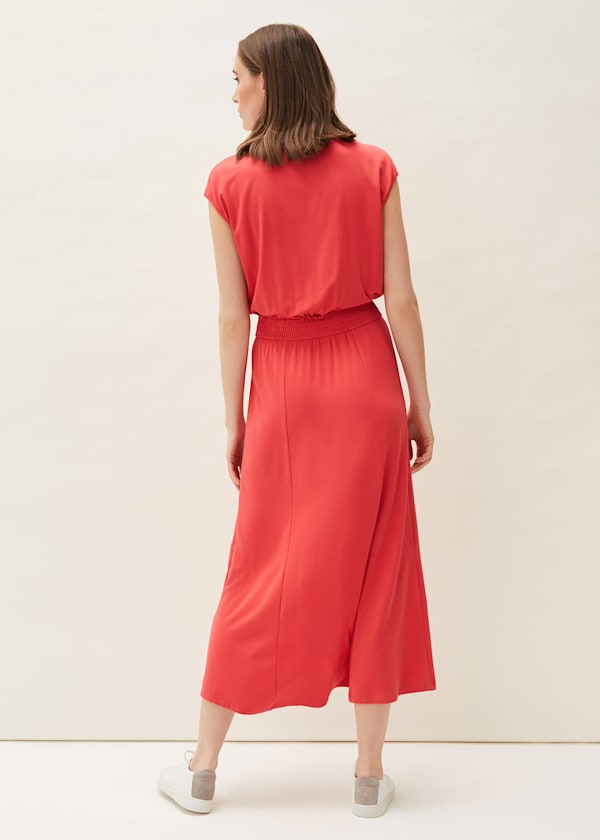 Kiera Jersey Shirred Waist Midi Dress