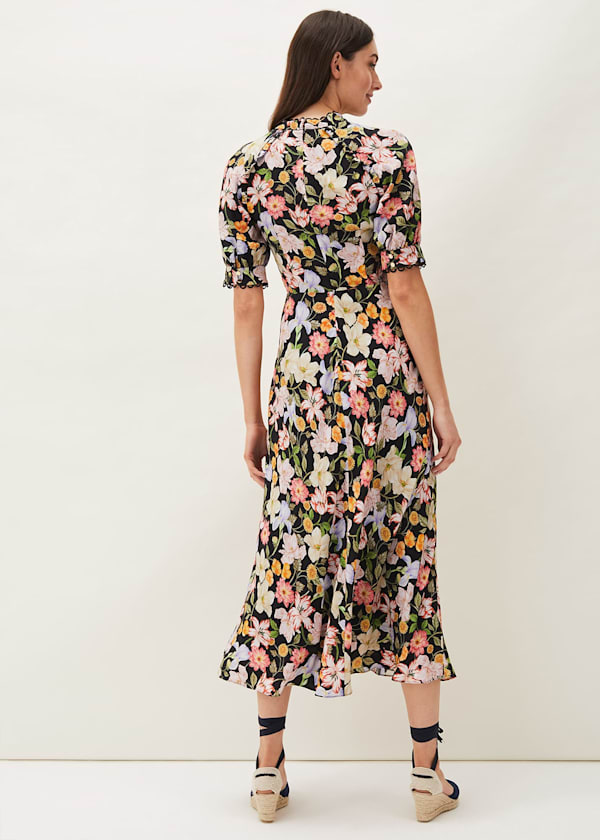 Penelope Floral Puff Sleeve Midi Dress