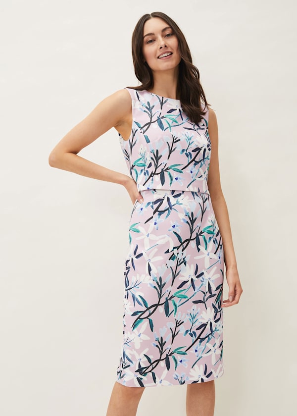 Magnolia Floral Sleeveless Scuba Dress