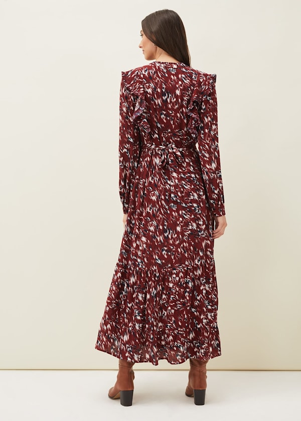 Helen Abstract Feather Print Midaxi Dress