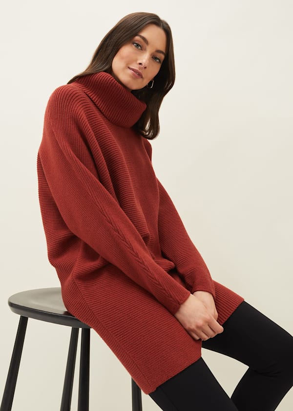 Cathelene Cowl Neck Knit Dress