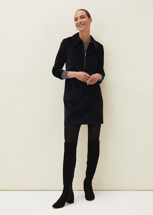 Kirsty Corduroy Zip Front Dress