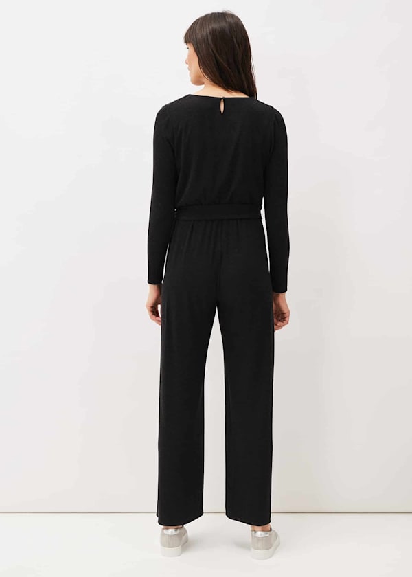 Zarra Wrap Wide Leg Jersey Jumpsuit