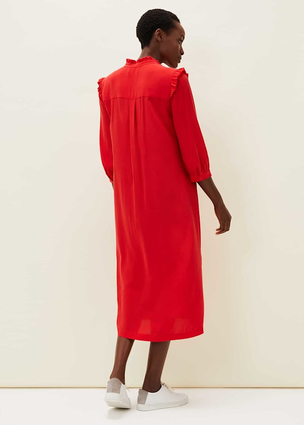 Nivana Frill Shirt Midi Dress
