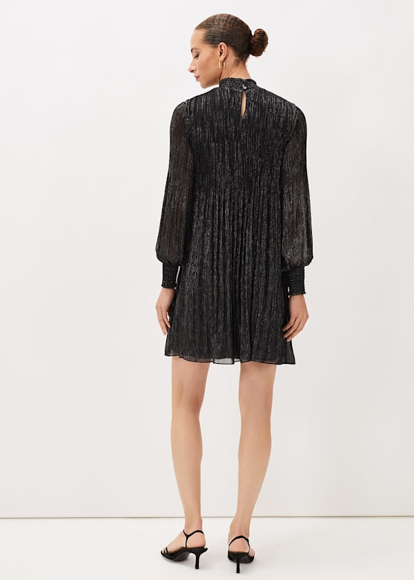 Elina Metallic Plisse Dress
