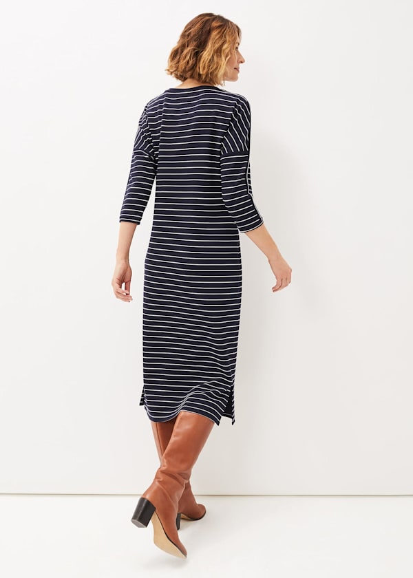 Cecile Stripe Midi Jersey Dress
